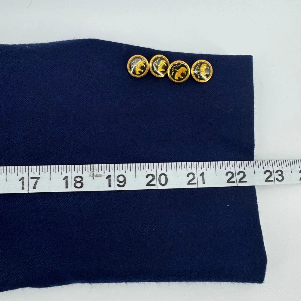 Brooks Brothers Blazer Mens 40S Navy Blue Cashmere Gold Crest Button Tailored